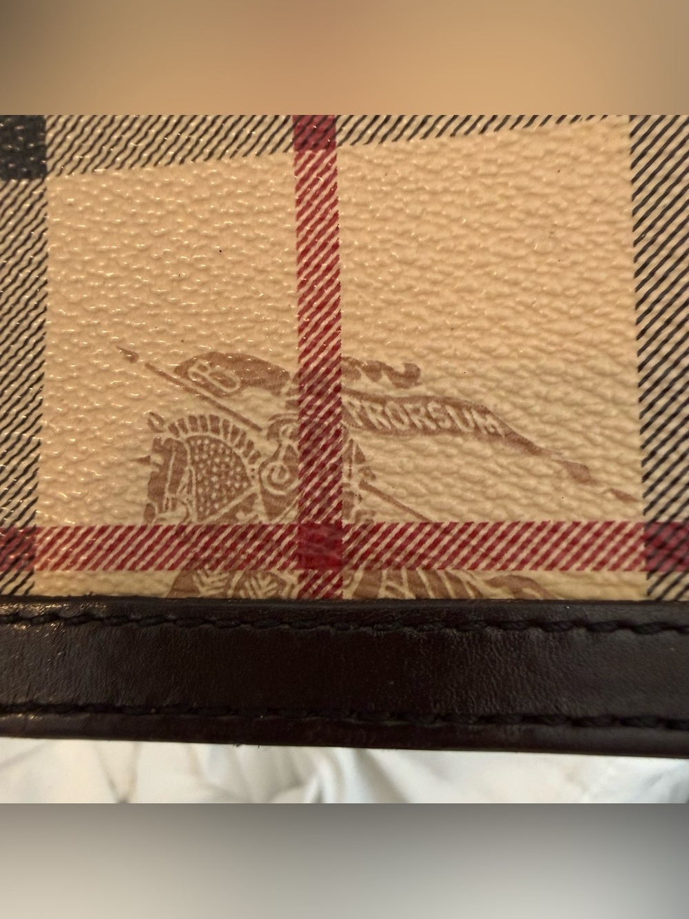 BURBERRY Haymarket Check Coated Canvas Leather Poppy Wallet - Picture 10 of 14
